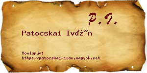 Patocskai Iván névjegykártya